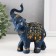 Souvenir Polystone "Blue Elephant in Popon with a golden pattern and mirrors" 14x7x11 cm