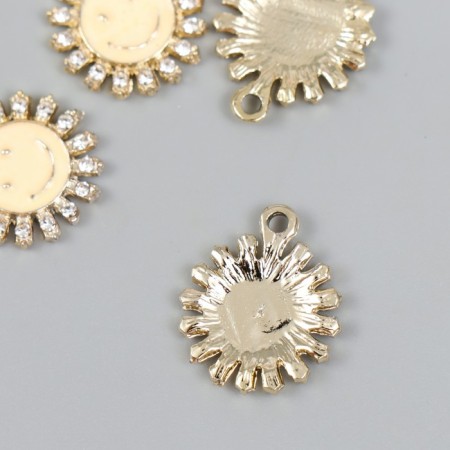 Decor for creativity metal, enamel, rhinestones "Sun-Smail" yellow, gold 0.2x1.8x2.1 cm-1