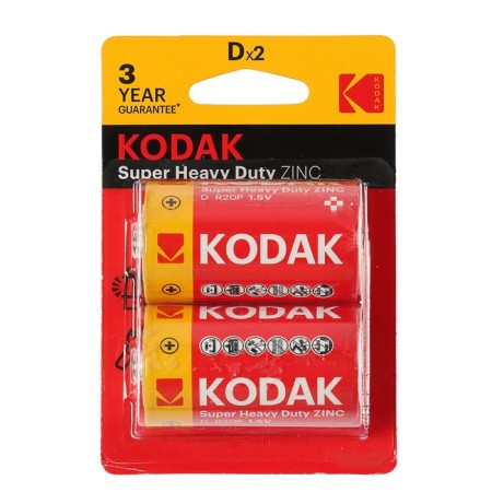Salt battery Kodak Super Heavy Duty, D, R20-2BL, 1.5V, blister, 2 pcs.