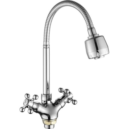 Fashun A4319-A kitchen mixer, two-wound, flexible spout, brass, chrome