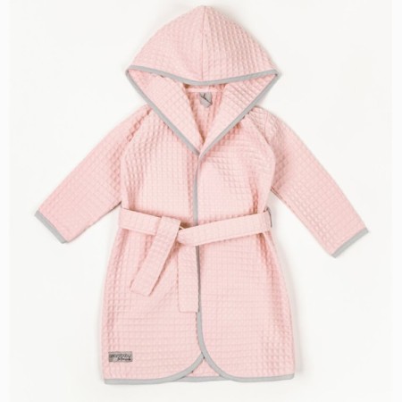 Халат детский с капюшоном Amarobaby Waffle, рост 122-128 см, цвет розовый-6