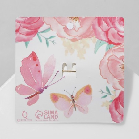Brooch "Butterfly" Druze, white-pink color in gold-3