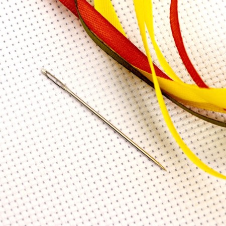 Embroidery with ribbons on the canvas "Sunflower". Set for creativity-3