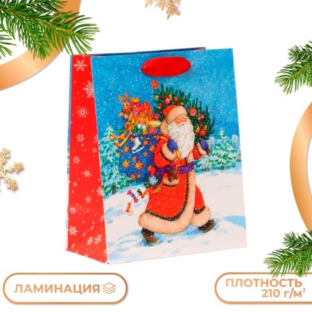 Gift package "Santa Claus is in a hurry to visit", 18 x 22.3 x 10 cm