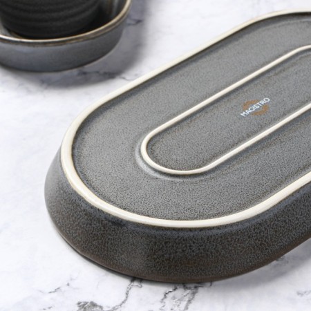 Porcelain Oval Magistro Urban, 450 ml, 24 × 13.7 × 2.7 cm, gray color-5