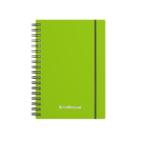 Notebook A6 (120 x 146 mm), 80 sheets in the cage on the crest Erichkrause "Neon", plastic cover, on the elastic band, an offset unit, whiteness 100%, mix-2