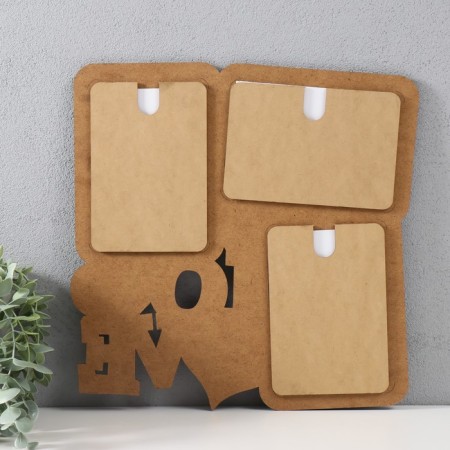 Photo frame LHDF "Love" 33x33 in 3 photos 10x15 cm, col. White oak (plastic screen)-2