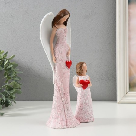 Souvenir Polystone "Angels - Mom and Daughter" Set 2 pcs 4.5x5x14 cm 7x9x25.5 cm-1