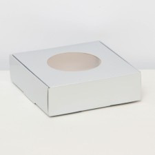 Self -charged box, with a window, silver, 10 x 10 x 3 cm
