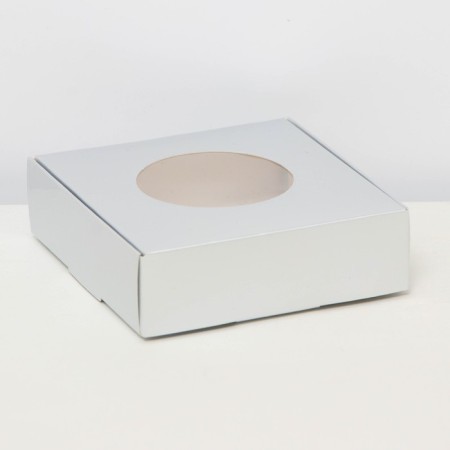 Self -charged box, with a window, silver, 10 x 10 x 3 cm