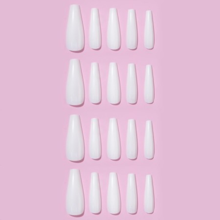 Patching nails, 24 pcs, ballerina shape, white color-2