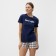 Homemade female set (T-shirt, shorts), dark blue color, size 48