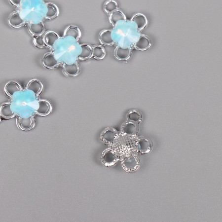 Decor for creativity Metal "Flower" silver, blue 1.8x1.5x0.5 cm-1