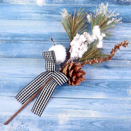 Decor "Winter charm" bumpy apple berries in the snow bow 29 cm-2