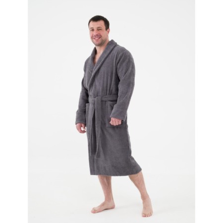 Male bathrobe with a shack, size 44-46, color gray color-3