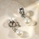 Grace clips two lines with beads, white color in black silver