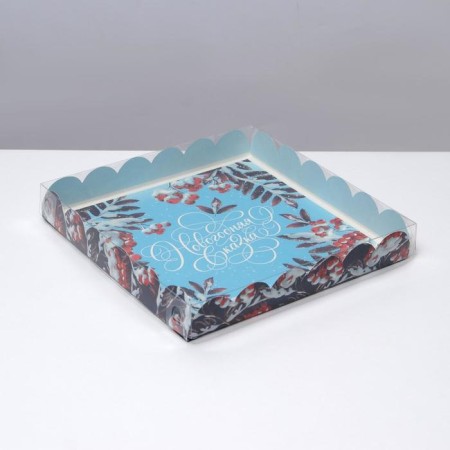 Box for confectionery with PVC cover "New Year", 21 x 21x 3 cm, new year-1