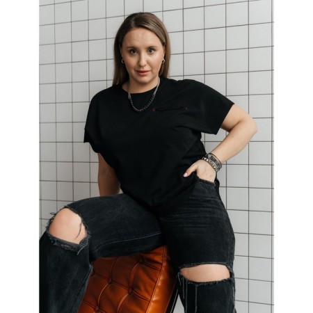 Women's T-shirt Volgare, size 48-50, black color-1