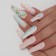 Frighting Nails Provence, 12 pcs, with adhesive plates, ballerina shape, beige/blue color