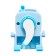 Mechanical sharpener with container, blue robot