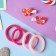 Caramel hair set (4 elastic bands, 2 clamps) butterflies, 3.5x2.5 cm, red-pink