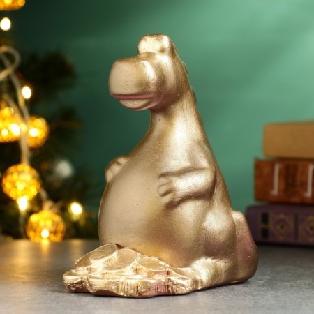 Piggy bank "Dragon with gold" bronze with gold, 14cm-1