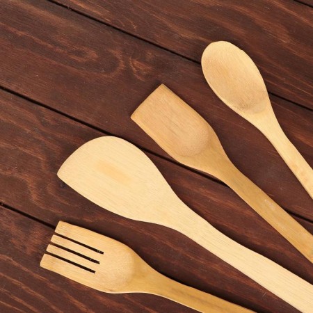 A set of kitchen utensils "Bamboo", 4 items, on a stand-3