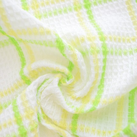 Waffle towel, col. yellow/light green 30x60cm, 230 g/m, HL100%-1