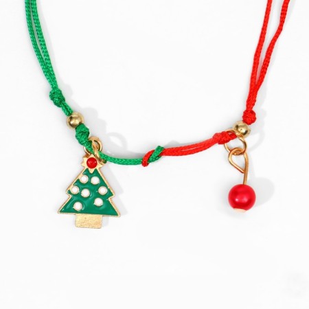 Bracelet "spruce" with a bead, red-green color, 6 cm