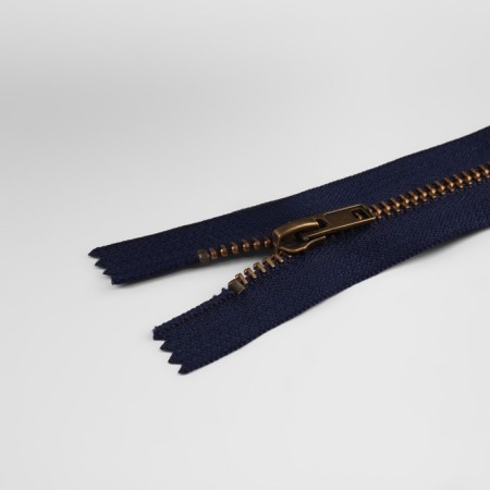Metal zipper, No. 4, non-proceeding, automatic lock, 14 cm, dark blue color/antique-1