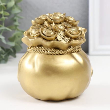 NECKE Polystone for bronze "A bag with a large Chinese coin" 10.5x10.5x12 cm-2