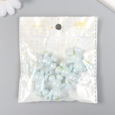 Decor for creativity Plastic "mother-of-pearl bear with loop" of pale blue 3x1.4x3.1 cm-3