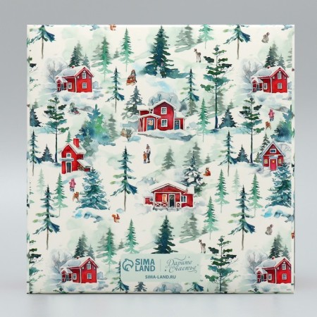 Folding box for 4 cupcakes with the window “Happy New Year!”, 16 x 16 x 10 cm, New Year-5