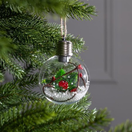 Christmas ball "leaflet", batteries, 1 LED, glow warm white-1