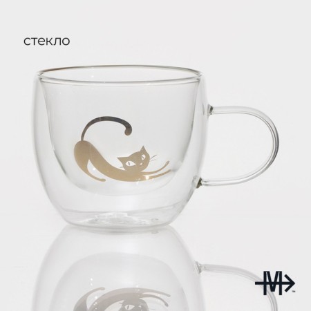 Glass mug with double walls Magistro "Duo. Grace ", 200 ml, 12.5 × 9 × 7.5 cm-2
