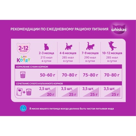 Dry feed Whiskas for kittens, turkey/carrots/milk, pads, 350 g-3
