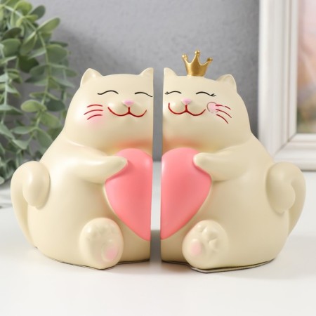 Book holders Polystone "Catcam with heart" set 2 pcs 9x11x11 9x11x12.5 cm-3