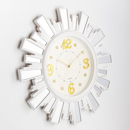 Wall clock, series: interior, "rays of the sun", smooth move, with a mirror, d-53 cm, white-1