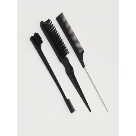 Set of comb, 3 objects: brush, with a tail, mini - brush, black color-1