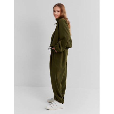 Брюки для девочки MINAKU: Fleece Soft, цвет хаки, рост 164 см-2