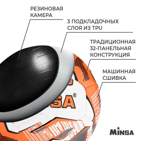 Ball football minsa, tpu, machine stitching, 32 panels, p. 5-2