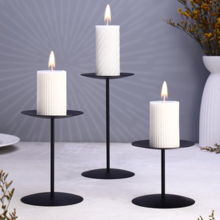 Set of candlesticks 10x20; 10x15; 10x10 cm, black