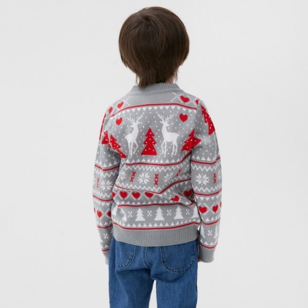 Jumper knitted children's kAFTAN "New Year" size 34, (122-128 cm), gray-3