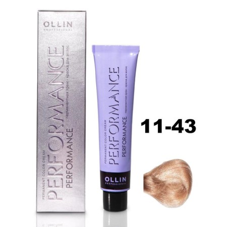 OLLIN PROFESSIONAL PERFORMANCE hair cream, tone 11/43 Special golden-medal blond, 60 ml
