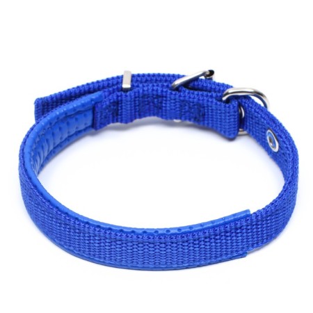 Collar "Comfort" Combined (polyester, artificial leather), 39 x 1.5 cm, Osh 26-33 cm, blue 6-1