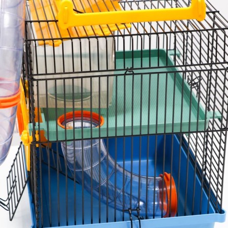 A cage for rodents, two -tier, with a shelf, a house and a ball, 28 x 24.5 x 31 cm, mix-5