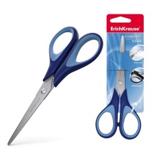 Scissors Erichkrause Standard+, 17 cm, with improved double sharpening, handles with anti -slip rubber inserts, mix
