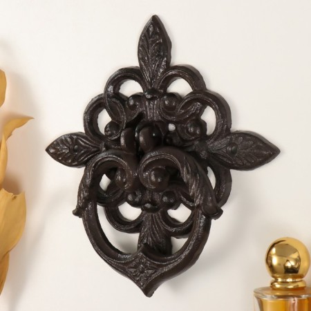 Door hammer of cast iron "Flower key" 20.5x19.5x2.5cm-1