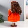 Doll Collectible Ceramics "Agatha in a bright orange dress and banta, with ruffles" 30 cm