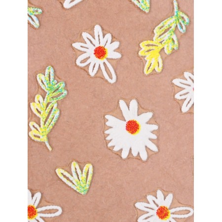 Nail stickers "White chamomile", voluminous, white/yellow color-3